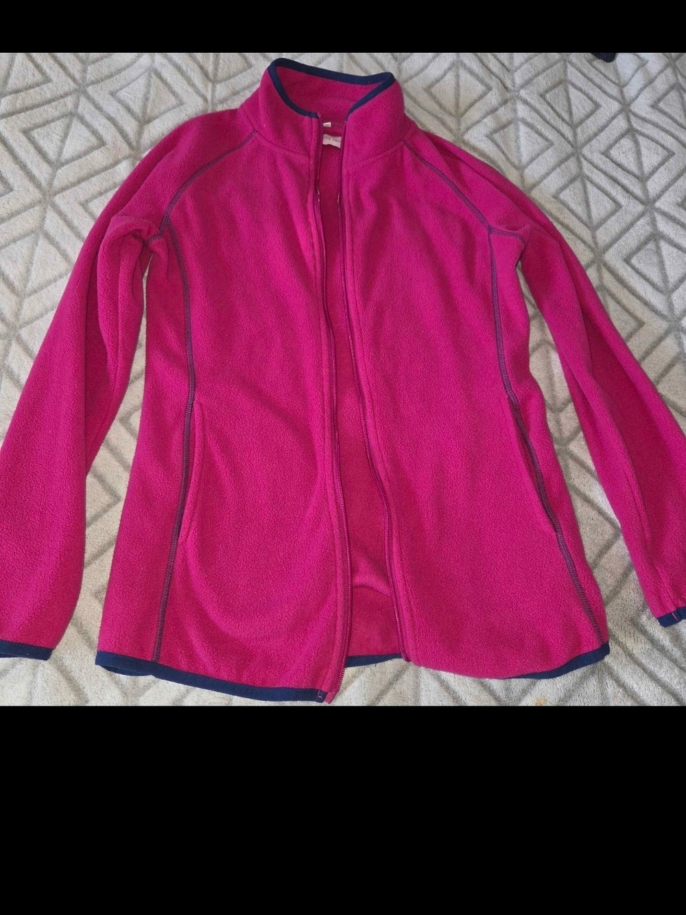 Girl’s Fuchsia Full-Zip Fleece Sweater.
